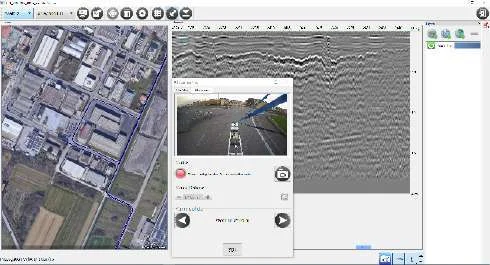 Example acquisition view: route, radargram and optional camera image. IDS GeoRadar material.